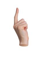 Hand gesture with pointing finger, indicating sign. Index finger, pointer close up, isolated on photo