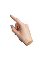 Hand pointing with index finger, isolated on white background. Pointer indicating, touching, tapping photo
