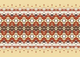 geometric and floral design on red and yellow background, ethnic fabric seamless pattern design for cloth, carpet, batik, wallpaper, wrapping etc. vector