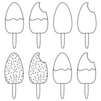 A fun and simple coloring page featuring various ice cream. Perfect for kids and adults to enjoy creative coloring. vector