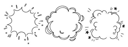clouds of explosions, set of illustrations in doodle style. firework vector