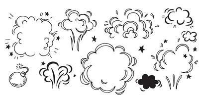 clouds of explosions, set of illustrations in doodle style. firework vector