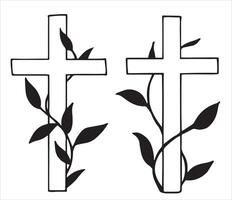 Christian cross. simple line drawing. Easter symbol vector