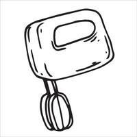 mixer, cute doodle style illustration of cooking tools vector