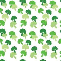 Seamless pattern with broccoli in flat style on a white background. illustration vector