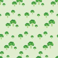 Seamless pattern with broccoli in flat style on light green illustration vector