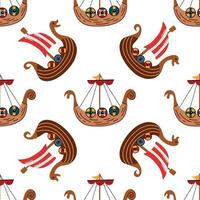 Seamless pattern with a drakkar. Design for fabric, textiles, wallpaper, packaging vector