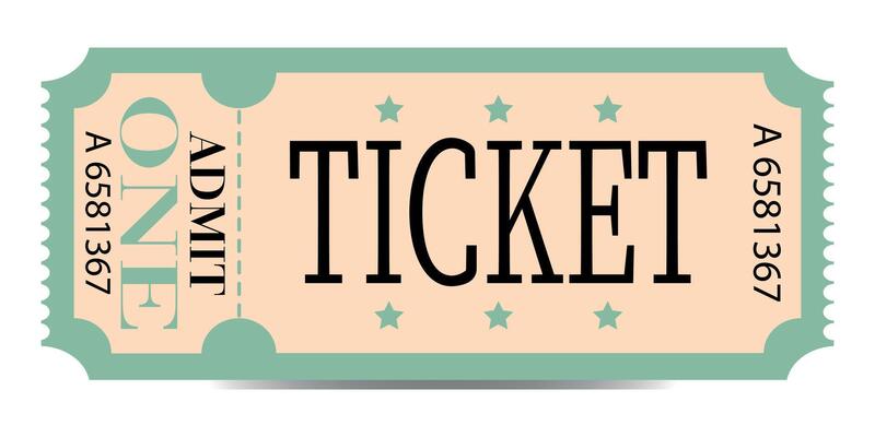 Ticket template design isolated on white background. Art design blank theater, air plane, cinema, train, circus, sport, football invitation coupon.