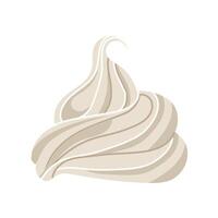 Whipped Cream swirl isolated on white background. vector