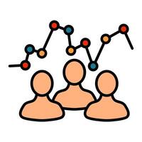 Team analysis line icon. Group, chart, data, statistics, teamwork, performance, evaluation, productivity, metrics, analytics, collaboration, results, progress, strategy, assessment, workforce vector