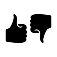 Thumbs up and thumbs down line icon. Approval, disapproval, feedback, like, dislike, rating, evaluation, choice, decision, opinion, judgment, assessment, review, agree, disagree, vote, expression vector