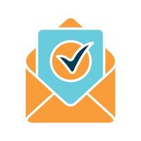 Mail confirmation line icon. Envelope, checkmark, letter, mail, approval, verification, confirmation, correspondence, postal service, message, email, secure, delivery, accepted, service, communication vector