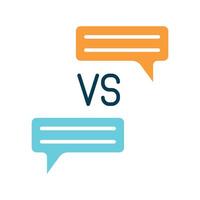 Speech bubbles with VS. Speech bubbles, versus, competition, debate, discussion, comparison, dialogue, conversation, chat, talk, argument, conflict, communication, versus concept vector