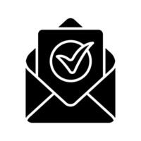 Mail confirmation line icon. Envelope, checkmark, letter, mail, approval, verification, confirmation, correspondence, postal service, message, email, secure, delivery, accepted, service, communication vector