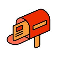 Red mailbox with mail. Mailbox, mail, letter, post, delivery, postal service, communication, correspondence, sending, receiving, package, envelope, mailing, mail icon vector