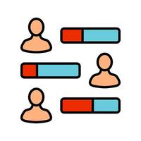 User statistics line icon. People, data, analysis, graph, chart, metrics, evaluation, performance, statistics, comparison, assessment, analytics, measurement, research, productivity, workforce, report vector