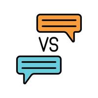 Speech bubbles with VS. Speech bubbles, versus, competition, debate, discussion, comparison, dialogue, conversation, chat, talk, argument, conflict, communication, versus concept vector