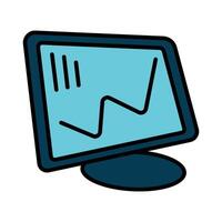 Data analysis line icon. Monitor, graph, data, analysis, statistics, analytics, research, report, trends, information, metrics, performance, chart, visualization, business, finance, market analysis vector