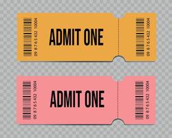 Ticket template. Theater, cinema ticket realistic template. Movie, raffle, carnival blank ticket with barcode and text space. vector