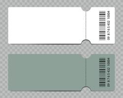 Ticket template. Theater, cinema ticket realistic template. Movie, raffle, carnival blank ticket with barcode and text space. vector