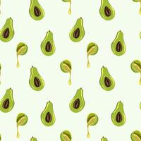 Seamless background of avocado oil in a bowl and ripe avocado. Avocado, avocado oil. Hand drawn avocado butter follows the doodle style background. Design for printing on fabrics vector