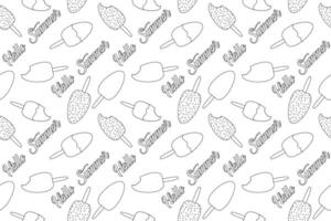 Fun ice cream pattern coloring page with Hello Summer text. Ideal for both kids and adults to enjoy and relax. vector