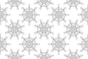A detailed nautical coloring page featuring a seamless pattern of ship wheels. Ideal for kids and adults looking for a creative activity. vector