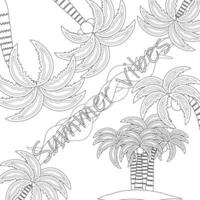 Relax and enjoy this Summer Vibes coloring page featuring intricate palm trees. Perfect for all ages looking for a fun and creative activity. vector