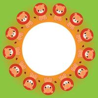 cute lion for prints, backgrounds and textures, baby lion, children's prints frame circle vector