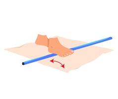 A set of exercises for myofascial release of the legs. A set of relaxing exercises for the legs with a body bar. Rehabilitation exercises for legs. vector