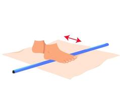 A set of exercises for myofascial release of the legs. A set of relaxing exercises for the legs with a body bar. Rehabilitation exercises for legs. vector