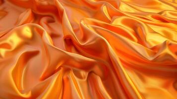 A stunning 3D render showcasing the luxurious texture of orange silk. The image captures the smooth, glossy, and flowing qualities of the fabric, highlighting its rich and vibrant color. photo