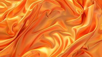 A stunning 3D render showcasing the luxurious texture of orange silk. The image captures the smooth, glossy, and flowing qualities of the fabric, highlighting its rich and vibrant color. photo