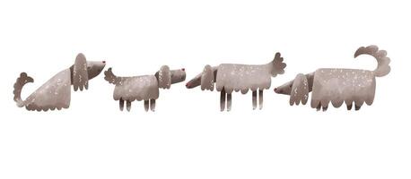 Set of Dogs standing and sitting side view. Illustration of a do vector