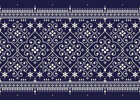 geometric ethnic fabric seamless pattern on dark blue background, design for cloth, carpet, batik, wallpaper, wrapping etc. vector