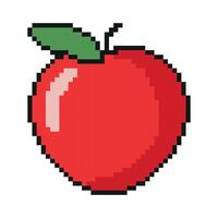 Pixel Graphic Apple. Illustration isolated on white background. Fruit pixelated for the pixel art game and icon for website game. vector
