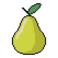 Pixel Graphic Pear. Illustration isolated on white background. Fruit pixelated for the pixel art game and icon for website game. vector