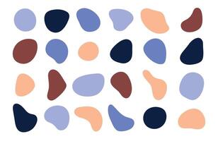 Liquid round deformed elements. Organic blob shapes. Abstract irregular forms. Set of isolated multi-colored elements on a white background. vector