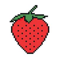 Pixel Graphic Strawberry. Illustration isolated on white background. Fruit pixelated for the pixel art game and icon for website vector