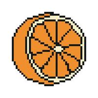 Pixel Graphic Orange. Illustration isolated on white background. Fruit pixelated for the pixel art game and icon for website game. vector