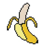 Pixel Graphic Banana. Illustration isolated on white background. Fruit pixelated for the pixel art game and icon for website game. vector