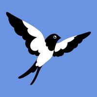 Flat illustration of springtime birdie swallow. Spring bird isolated. vector
