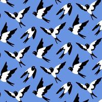 Seamless pattern of springtime birdie swallow. Spring bird. Background design. Repeating print for fabric, wrapping paper, textile vector