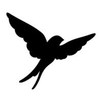 Silhouette of springtime birdie swallow. Spring bird illustration isolated on a white background. vector