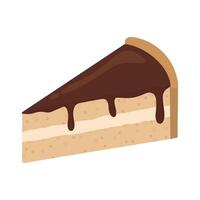 A slice of chocolate cake with cream filling. Isolated slice of cake. vector