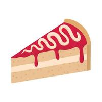 A slice of berry cake with cream filling. Isolated slice of cake. vector