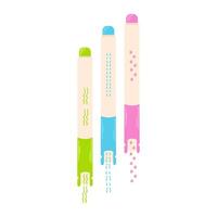 Set of colorful pens with different patterns, cute universal color pen for student,children's drawing,for school supplies and stationery. back to school vector