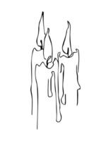 Candles in line art style, hand drawn. illustration vector