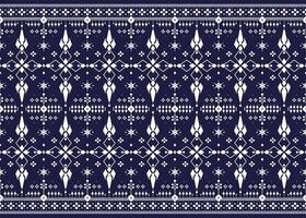 geometric ethnic fabric seamless pattern on dark blue background, design for cloth, carpet, batik, wallpaper, wrapping etc. vector