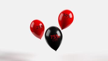 backdrop of two red balloons and a black balloon informing about the offer photo